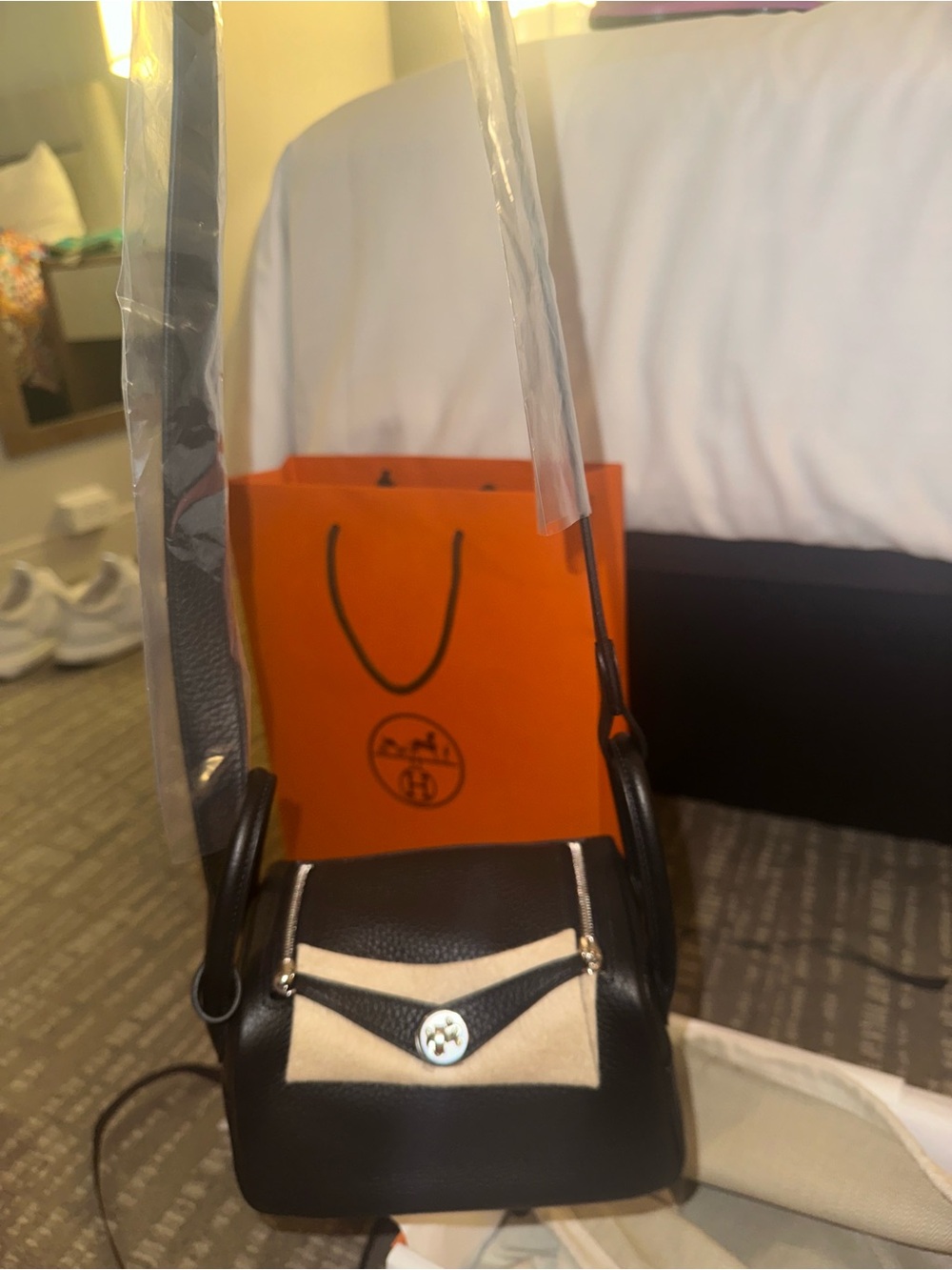 Hermes Noir Mini Lindy II Clemence with Silver HDW